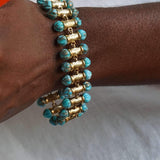 Twisted Rays Turquoise Bracelet in 14K Yellow Gold Plated Sterling Silver