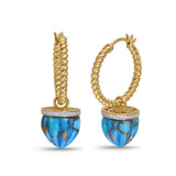 Summer Nights Turquoise & Diamond Hoop Earrings in 14K Yellow Gold Plated Sterling Silver