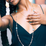 Summer Nights Turquoise Layered Necklace in 14K Yellow Gold Plated Sterling Silver