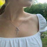 Skyline Triangle Bolo Adjustable Diamond Lariat Necklace in Sterling Silver