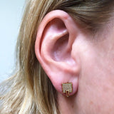 Sidewalk Square Diamond Stud Earrings in 14K Yellow Gold Vermeil on Sterling Silver