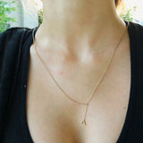 Crane Lariat Bolo Adjustable Triangle Diamond Necklace in 14K Yellow Gold Vermeil on Sterling Silver