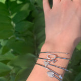 Skyscraper Triangle Roof Adjustable Diamond Bangle in Sterling Silver