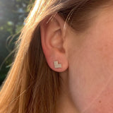 One Way Arrow Diamond Stud Earrings in Sterling Silver