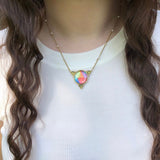 Sprinkle of Color Prehnite & Diamond Necklace with Pearls in 14K Yellow Gold Plated Sterling Silver