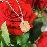 Pisces Two Fish Aquamarine & Diamond Constellation Tag Pendant Necklace in 14K Yellow Gold