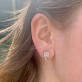 Sidewalk Square Diamond Stud Earrings in Sterling Silver