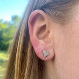 Skyscraper Triangle Diamond Stud Earrings in Sterling Silver