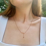 Wrecking Ball Double Bar Bolo Adjustable Diamond Lariat Necklace in 14K Rose Gold Vermeil on Sterling Silver