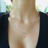 Wrecking Ball Double Bar Bolo Adjustable Diamond Lariat Necklace in 14K Yellow Gold Vermeil on Sterling Silver