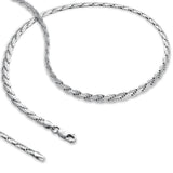 Nero Flat Oval Rope Chain Necklace 925 Silver