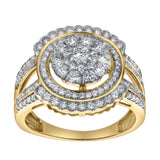 Astrid 14K Gold Round Diamond Studded Cluster Ring - 0.97cts