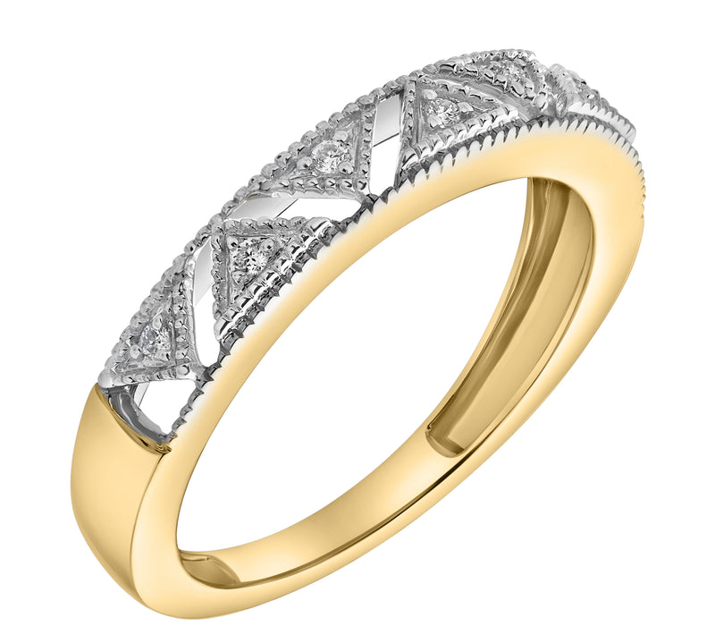 Prism 14K Gold Round Diamond Studded Stackable Ring - 0.05cts