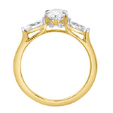 Fallon 2CT Marquise & Pear Three Stone Lab Diamond Ring 14K Yellow Gold