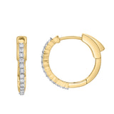 Evangeline Halfway Diamond Set Huggie Hoop Earrings in 14K Gold
