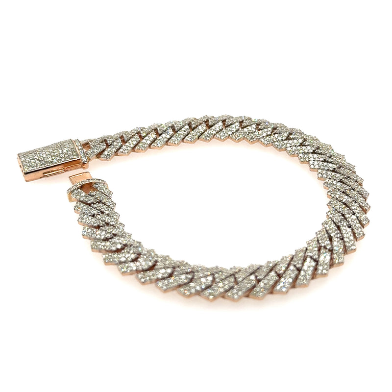 Diamond Link Cuban Bracelet Natural Diamonds (5.60 Cttw) in 10k Rose Gold