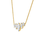 Maeva 1.5CT Marquise Cut Lab Diamond Bar Necklace 14K Yellow Gold