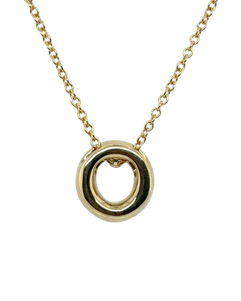 Bubble Initial Diamond Letter Pendant in 14K Yellow Gold - O