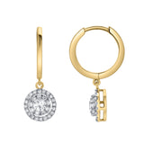 Daphne Pave Round Diamond Drop Huggie Hoop Earrings in 14K Gold