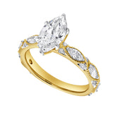 Althea 2.15CT Marquise Cut Lab Diamond Engagement Ring 14K Yellow Gold