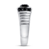 Shin 0.75CT Cushion Halo Black Spinel Ring 925 Silver