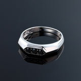 Tora 0.3CT Hexagon Black Spinel Ring 925 Silver