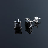 Kiri 1.9CT Princess Cut Black Spinel Stud Earrings 925 Silver