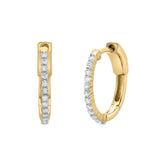 Evangeline Halfway Diamond Set Huggie Hoop Earrings in 14K Gold