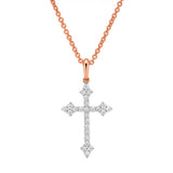 Lumina 0.15 ct Diamond Cross Necklace in 14K Rose Gold