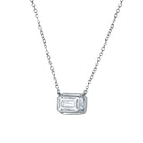 Glinda 14K White Gold 3 Ct Lab Grown Diamond Emerald Bezel Necklace