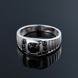 Shin 0.75CT Cushion Halo Black Spinel Ring 925 Silver