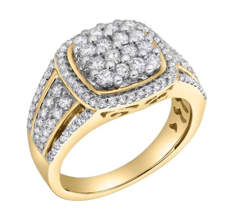 Amelia 14K Gold Round Diamond Studded Signet Ring - 1.02