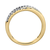 Nexus 14K Gold Round Diamond Studded Crossover Band Ring - 0.24cts