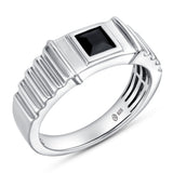 Arashi 0.7CT Princess Cut Black Spinel Ring 925 Silver