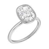Novae 2.5CT Cushion Cut Bezel Lab Diamond Engagement Ring 14K White Gold