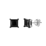 Kiri 1.9CT Princess Cut Black Spinel Stud Earrings 925 Silver