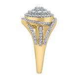 Imperium 14K Gold Round Diamond Studded Double Halo Ring - 0.99cts
