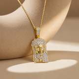 Crowned in Light 10K Gold 0.25 Ct Diamond Jesus Pendant