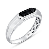 Tora 0.3CT Hexagon Black Spinel Ring 925 Silver