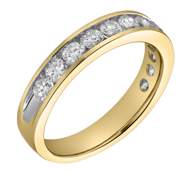 Helix 14K Gold Round Diamond Studded Band Ring - 1.04cts