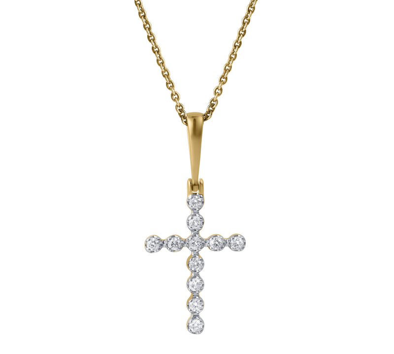 Auralisse Cross 14K Gold Diamond Pendant With Chain - 0.3 Ct