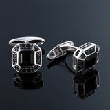 Daimyo 2.98CT Round Black Spinel Cufflinks 925 Silver