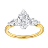Fallon 2CT Marquise & Pear Three Stone Lab Diamond Ring 14K Yellow Gold