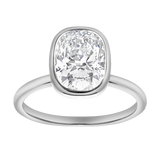 Novae 3CT Cushion Cut Bezel Lab Diamond Engagement Ring 14K White Gold