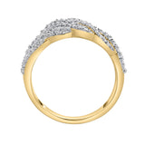 Amika 14K Gold Round Diamond Studded Woven Band Ring - 0.2cts