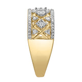 Xeno 14K Gold Round Diamond Studded Textured Band Ring - 0.24cts