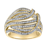 Marina 14K Gold Round Diamond Studded Dome Ring - 0.84cts