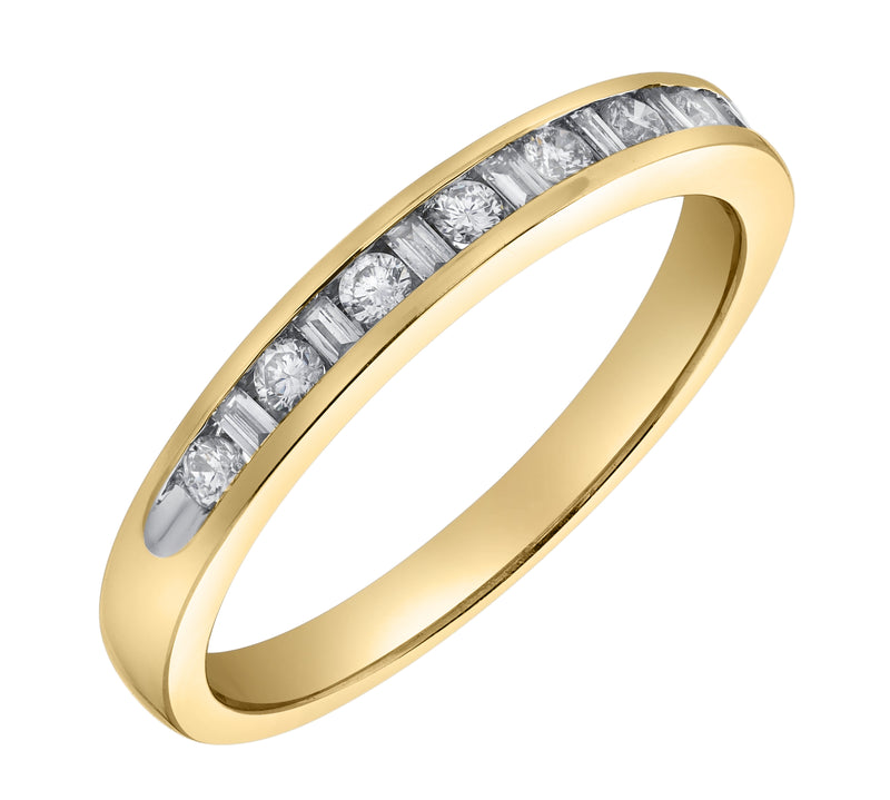 Solara 14K Gold Round Diamond Studded Stackable Band Ring - 0.26cts