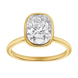 Novae 2.5CT Cushion Cut Bezel Lab Diamond Engagement Ring 14K Yellow Gold