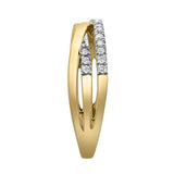 Nexus 14K Gold Round Diamond Studded Crossover Band Ring - 0.24cts